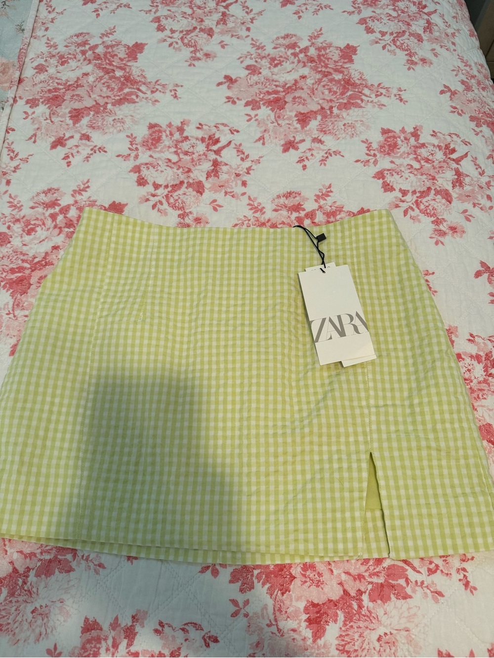 Zara Lime Gingham Waist Mini Skirt - Picture 6 of 7
